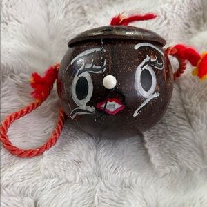 Whimsical Coconut Shell Kids Bag with Red Accents